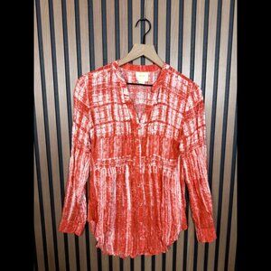 Maeve Shirt 6 / S Womens Orange Abstract Print Long Sleeve Printed Button Up